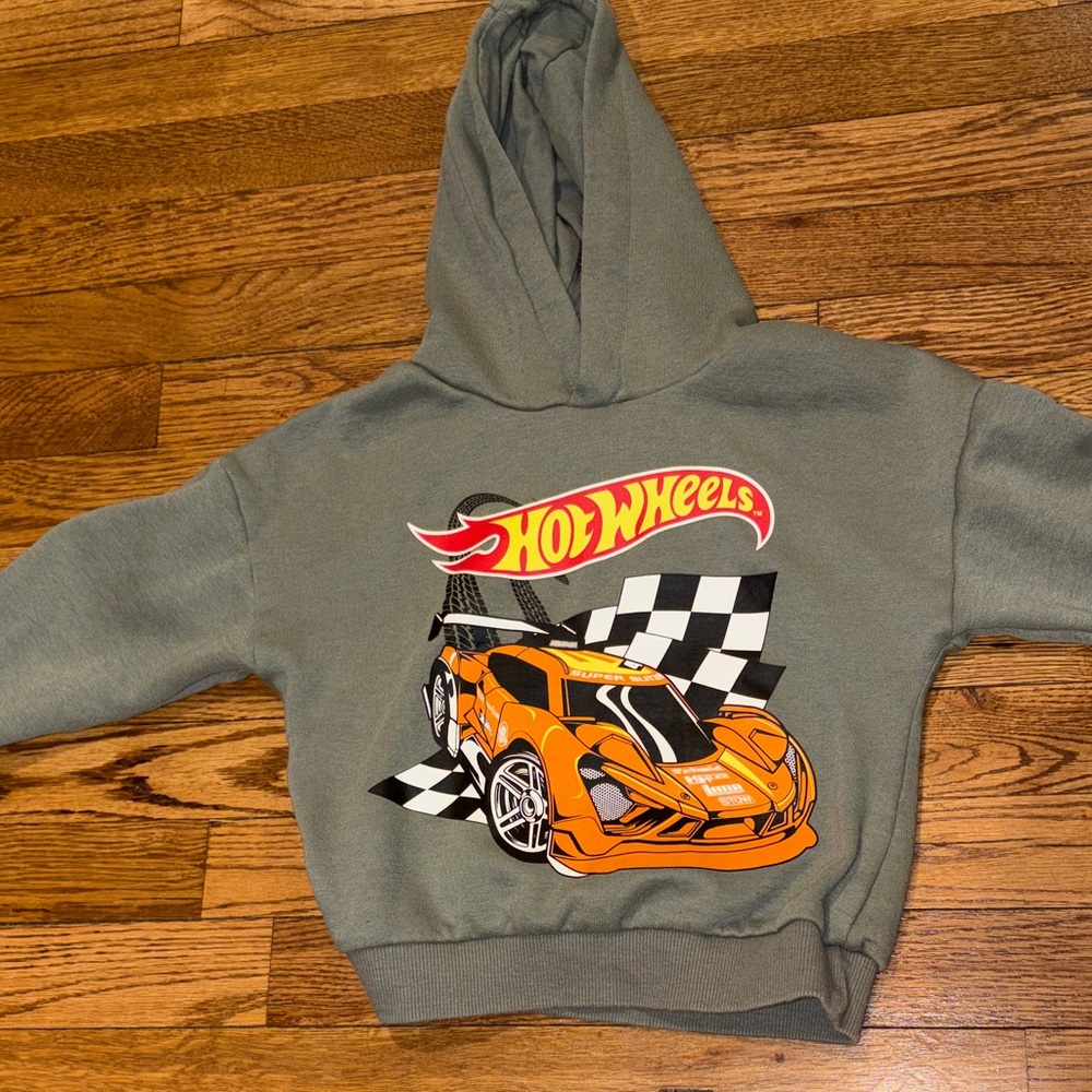 Hot Wheels Kids Hoodie - Olive with Orange Car Design